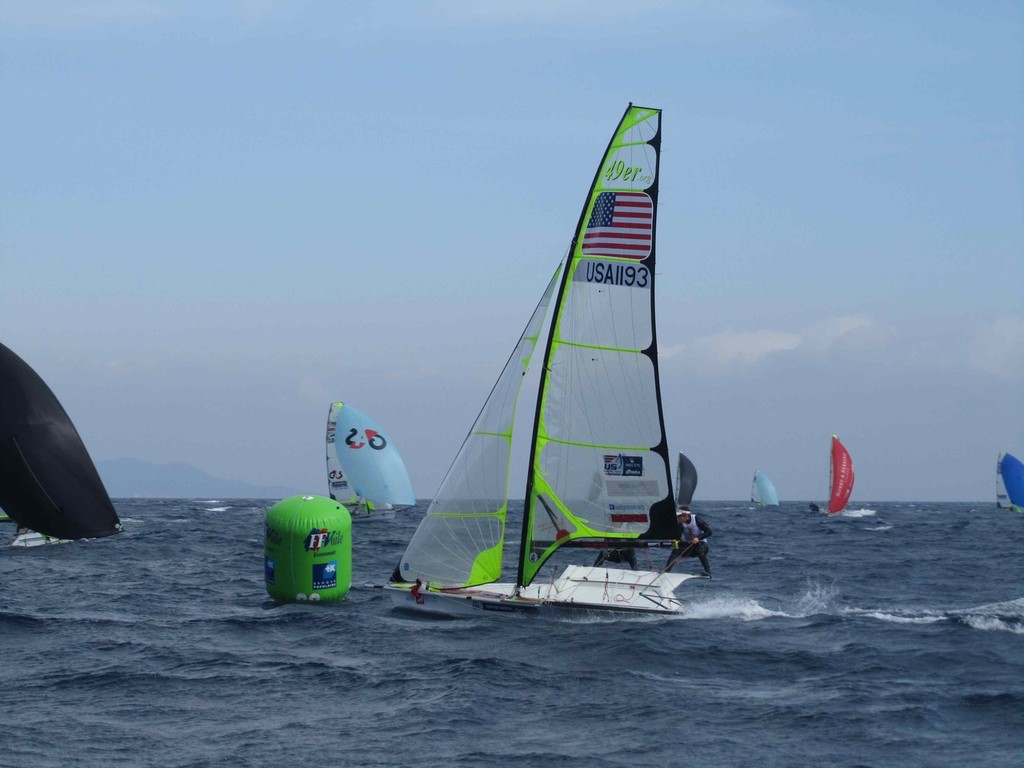 US Sailing Team Alphagraphics Leading Around Mark 2 - Day one Semaine Olympique Française 2011 © US Sailing Team AlphaGraphics http://sailingteams.ussailing.org